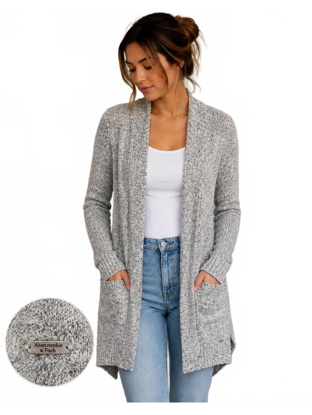 Abercrombie & Fitch Gray Marled Knit Open Front Cardigan Sweater XS/S